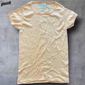 Vintage Permanent Press Shirt Womens Medium Peach Short Sleeve Soft 70s Tee Top